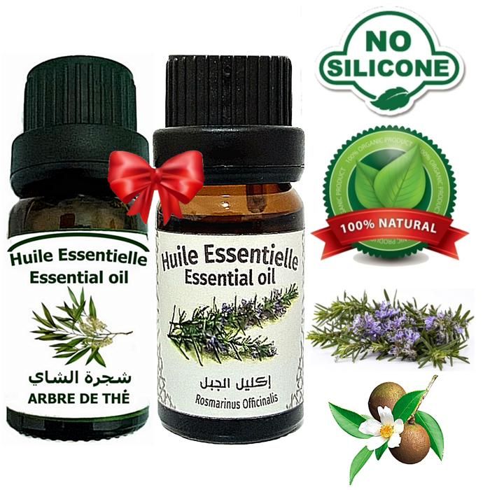 Huile essentielle Romarin 100% Naturel -10ml + Huile essentielle Arbre à thé 100% naturel -10ml