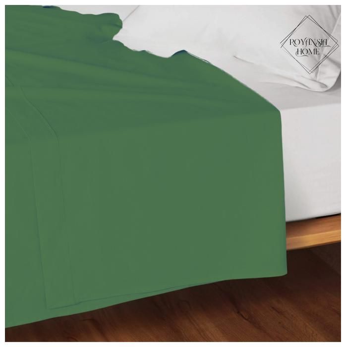 Drap Plat 1 Place - ROYANSIA HOME - Tissu Doux - Vert - Confort Quotidien - Lavable