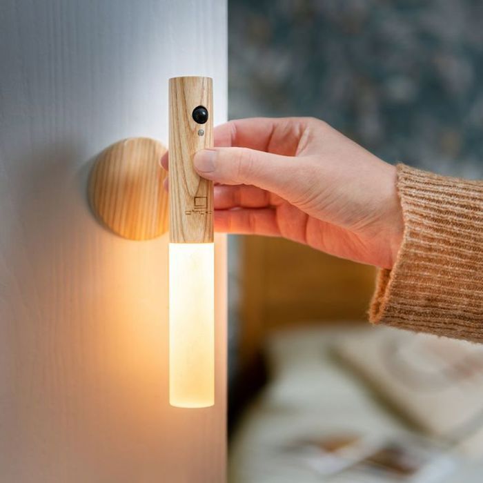 Applique Murale LED Bois - Détection de Mouvement & USB
