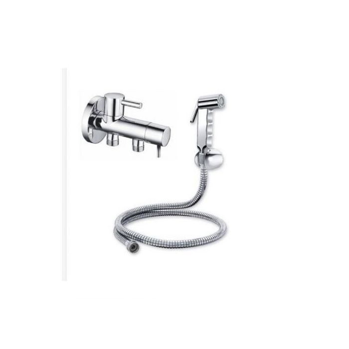 Ensemble Douchette wc et robinet double  brillant ; DOUCHETTE