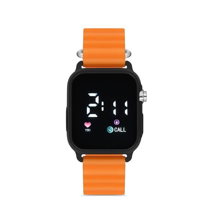AQUA DI POLO -Montre-bracelet numérique LED unisexe en silicone orange APWR033308