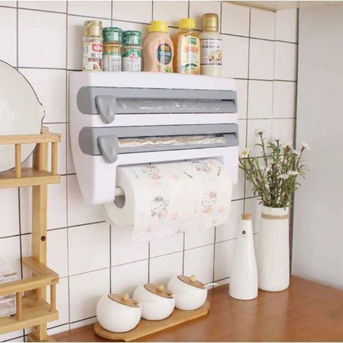 Organisateur de Cuisine - Multifonction - Support de Découpe - Blanc - Couteau Triangulaire - Couteau à Rouler