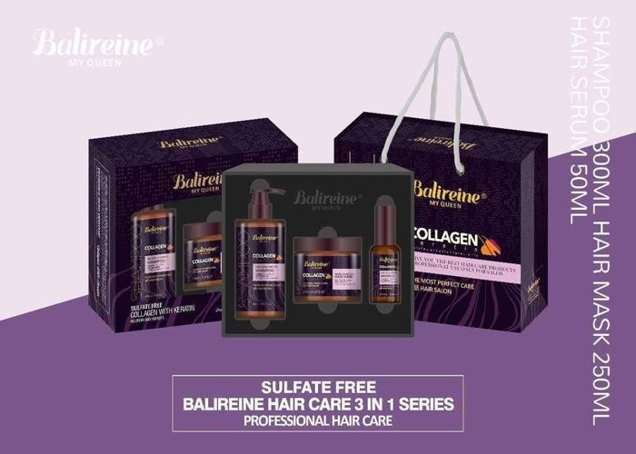 Balireine Collagen: Coffret Soin Capillaire 3-en-1 Sans Sulfates pour des Cheveux Renforcés et Repulpés