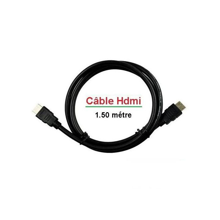 Câble HDMI - Non spécifié - 1,5 mètres - Mâle - Compatible PC, TV, Playstation