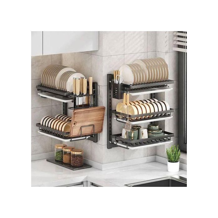Égouttoirs à vaisselle 3NV Mural de Rangement avec Cage à Baguettes,Simple Et Pratique Support à Assiettes