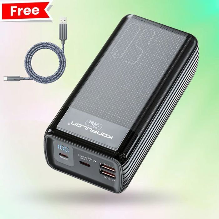 Pack Konfulon A24Q Power Bank 50000 mAh + Cable Recci RTC-N22C USB vers USB-C