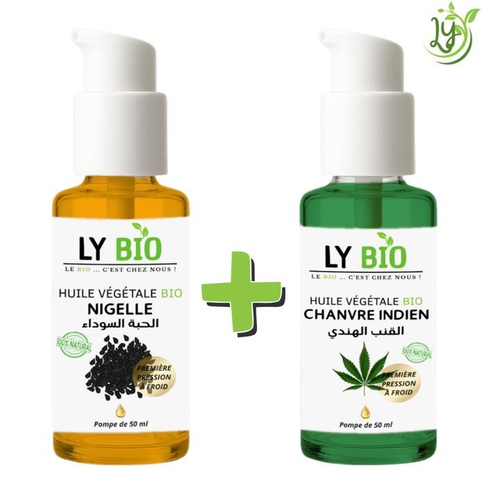 Pack Huile - LYBIO - Huile Nigelle 50ml - Huile Chanvre 50ml - Nourrissant - Hydratant
