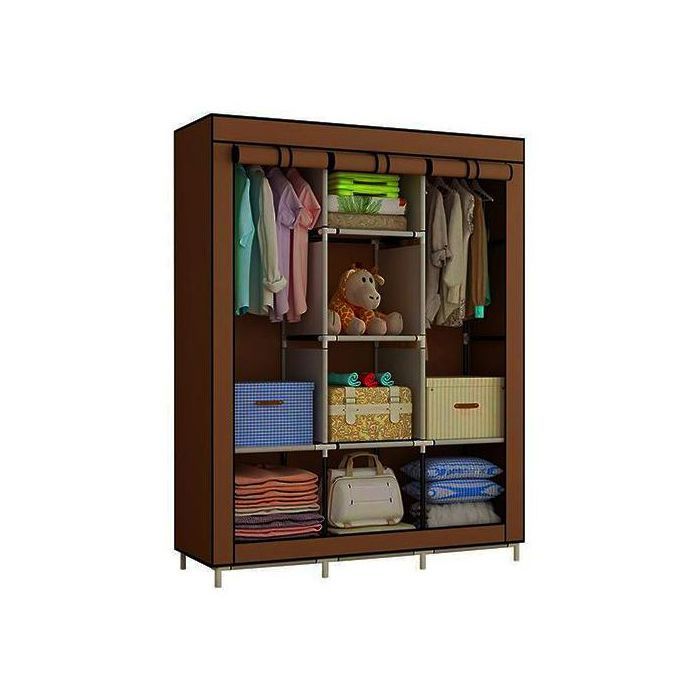 Moyen Armoire Penderie pliable à 3 portes 8 étagères Pour Rangement de vêtements, couleur aléatoir