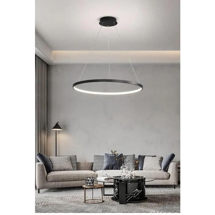 Suspension LED Télécommande Noire – Luminosité & Couleur Réglables