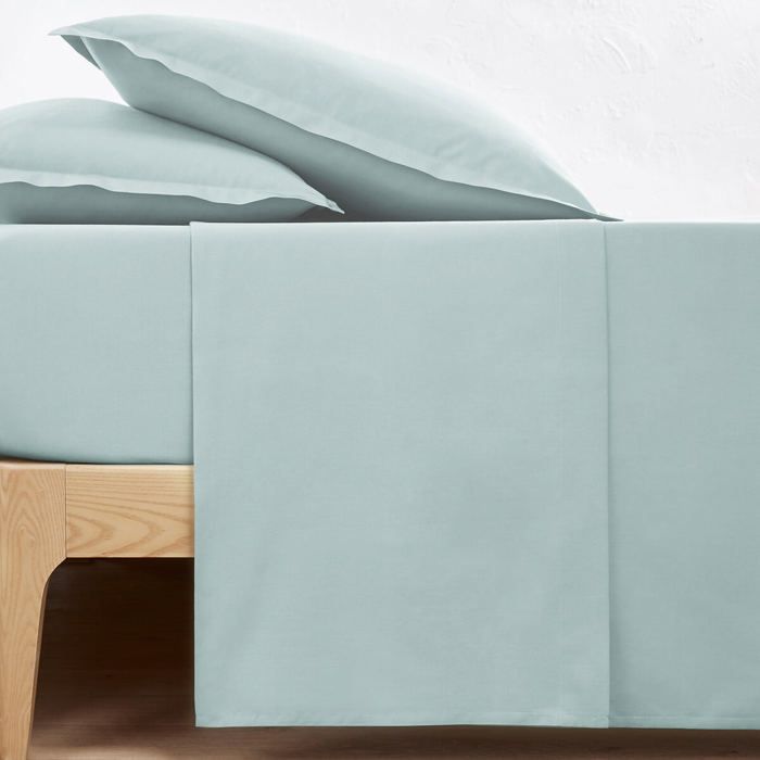 Drap plat premium - Percale de coton Vert d'eau 265 x 270 cm