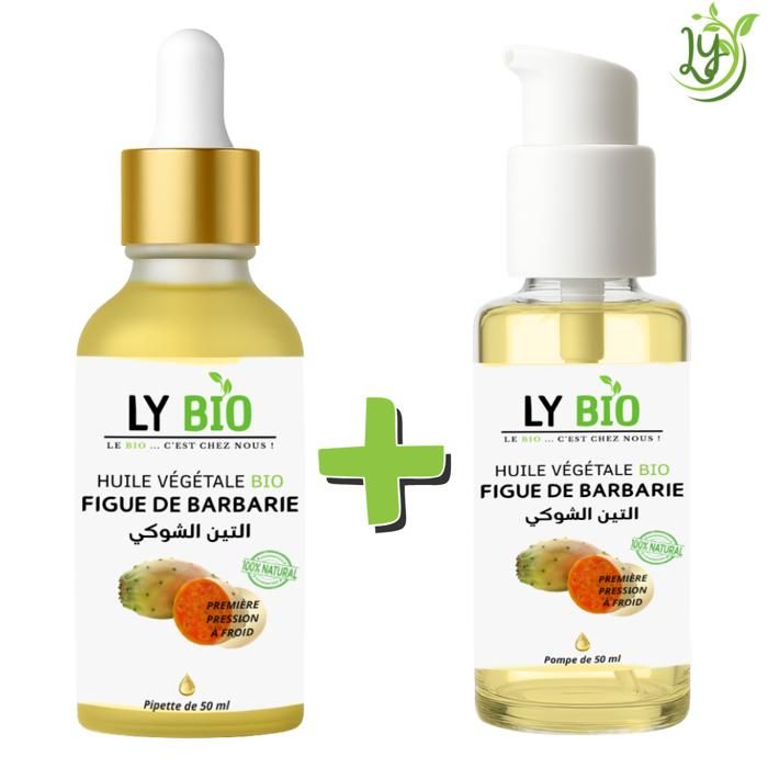Huile de Figue de Barbarie - LYBIO - Pack 50ml - Pipette et Pompe - Nourrissant - Mixte