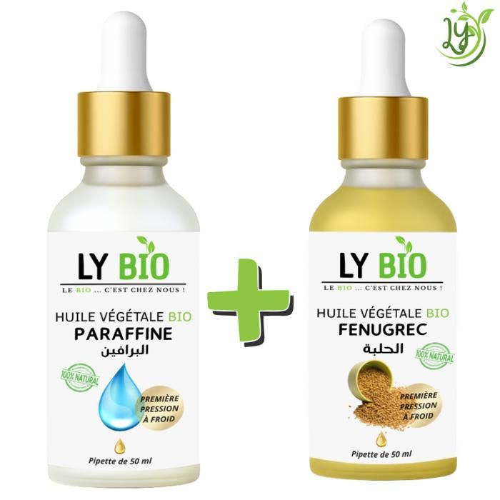 Pack de soins - LYBIO - Huile paraffine 50ml - Huile fenugrec 50ml - Nourrissant - Mixte