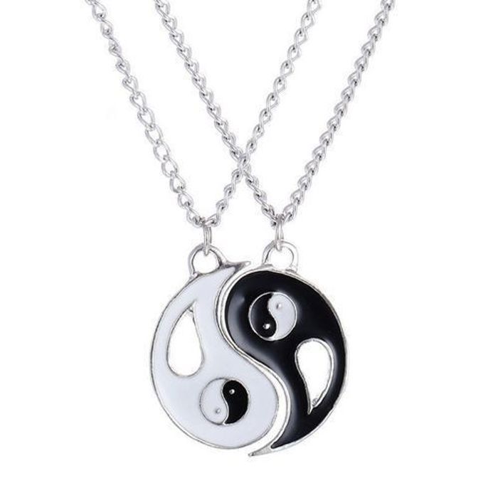 Pendentif TAI CHI en acier inoxydable- 2 pièces assortis cadeau pour couple -