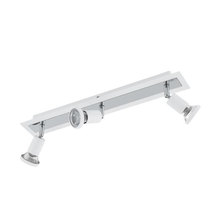 Spot - EGLO - SARRIA - Acier Noir et Chromé - 15 W - 3 Ampoules LED GU10