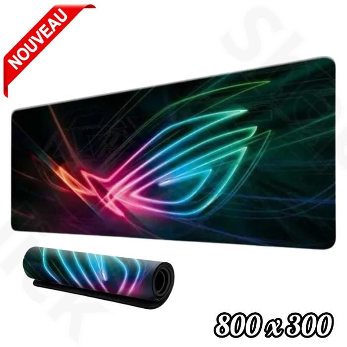 Tapis de Souris Gamer - Asus Rog - XXL - 800x300mm - Antidérapant - Tissu Fin