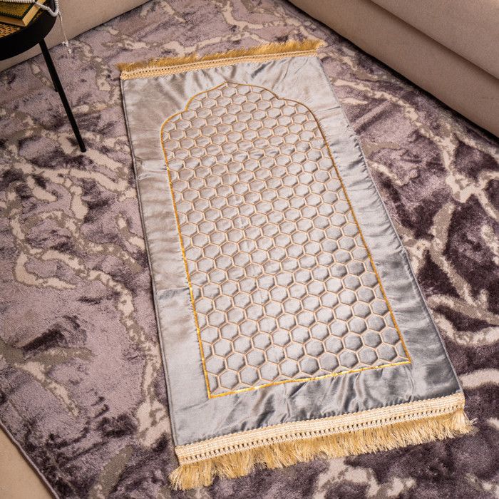 Tapis de prière - AL Nahla - Gris clair - Synthétique - Moderne - Intérieur
