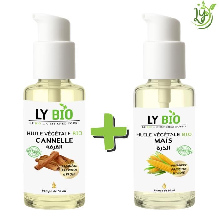 Pack Huile - LYBIO - Cannelle et Maïs - 50ml - Soin Hydratant - Mixte