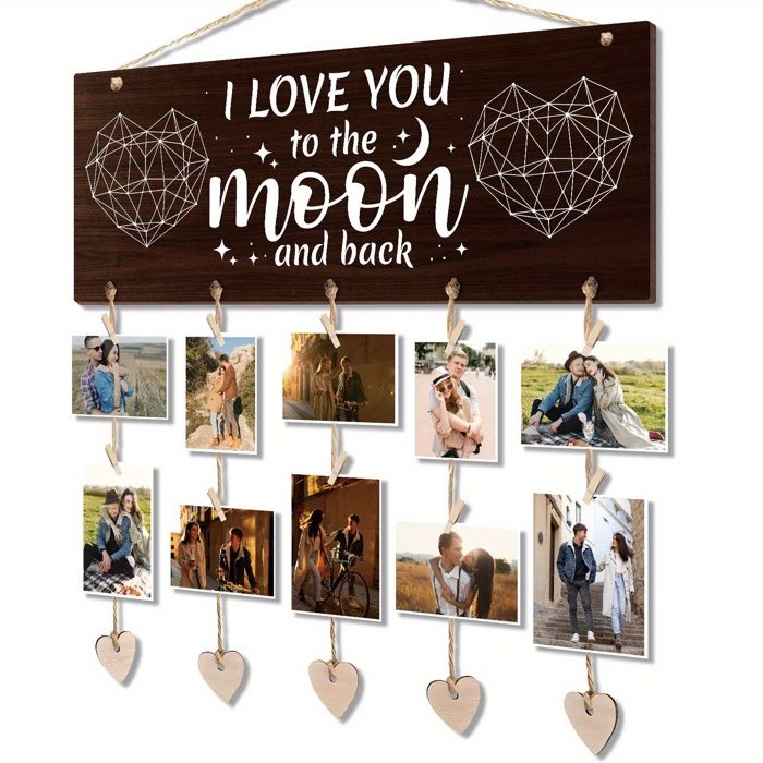 Cadre photo en bois - OUTFITS AND MORE - Multicolore - 40x13 cm - Citation inspirante - À suspendre