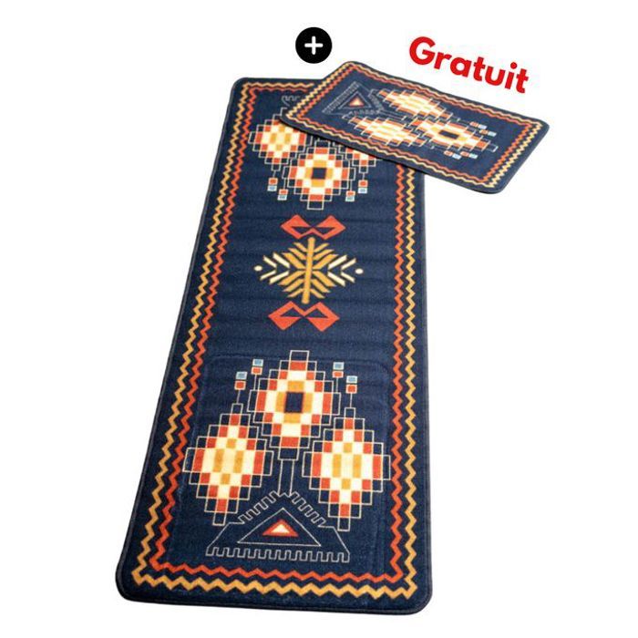 Tapis de sol - MADE IN EGYPTE - 40x70 cm - Bleu - Microfibre - Moderne