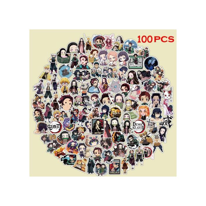 stickers de dessin animé Demon Slayer Kimetsu No Yaiba, autocollant anime manga 100 pcs