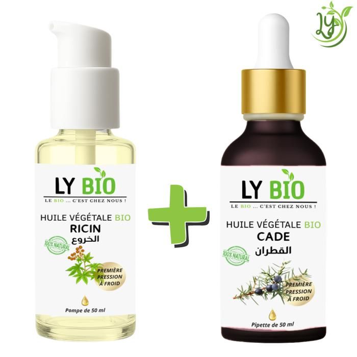 Pack Huile - LYBIO - Huile Ricin 50ml - Huile Cade 50ml - Soin Nourrissant - Mixte