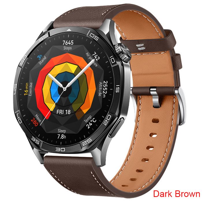 Bracelet 22mm en cuir Marron Foncé pour Huawei Watch GT5 46mm