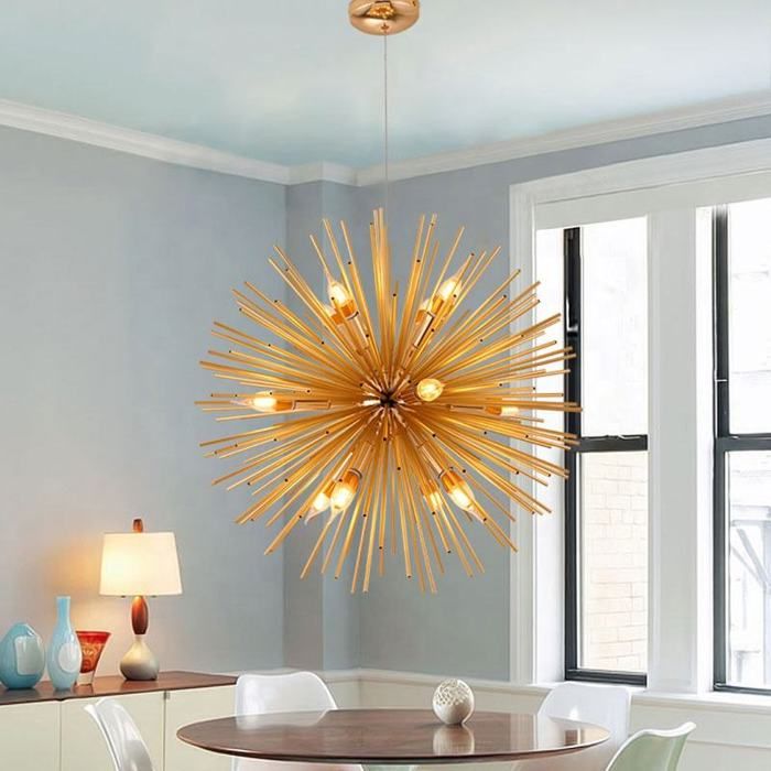 Suspension - SOLARA - Aluminium - 68x68 cm - Hauteur 100 cm - 12 Ampoules E14