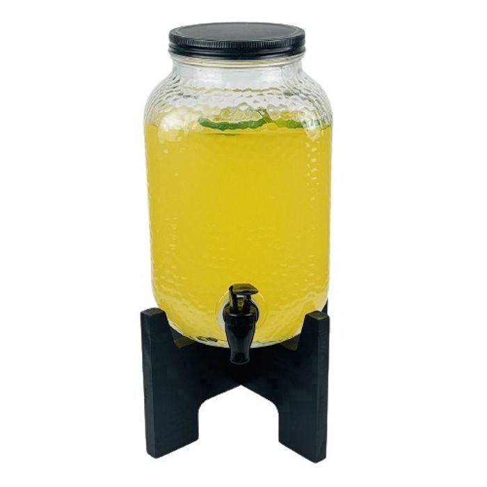 Distributeur de jus - Verre - 3,5L - Couvercle - Jaune - Mixte