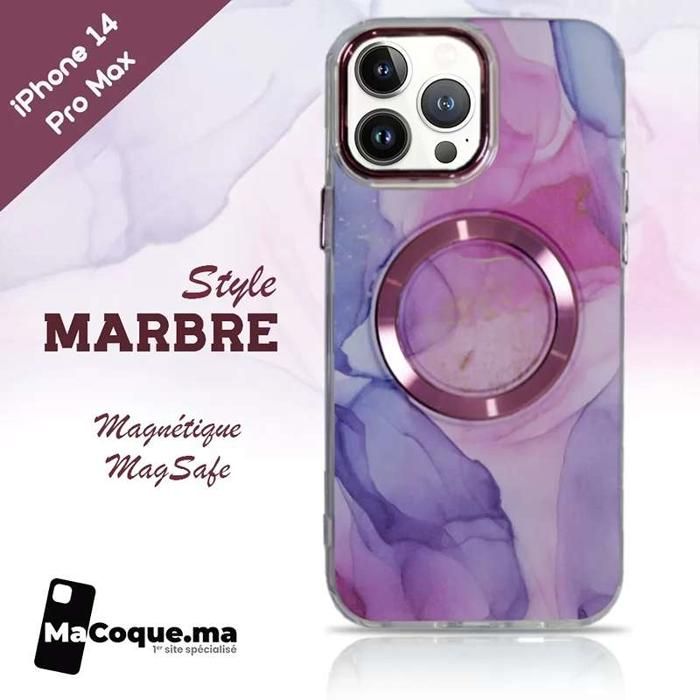 Coque iPhone 14 Pro Max Style Marbre Magnétique &amp; MagSafe