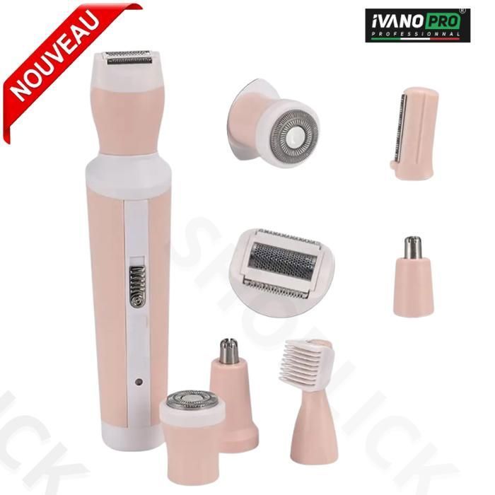 Kit d'épilation 4 en 1 IVANO PRO pour femmes, tous types de peau, autonomie 45 minutes, épilateur sans fil