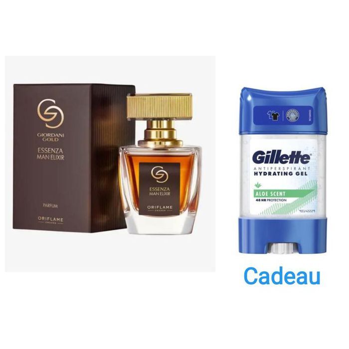 Parfum Giordani Gold Essenza Man Elixir + Gillette Anti-transpirant et Déodorant Gel Hydratant Aloe Scent - 70 ml CADEAU