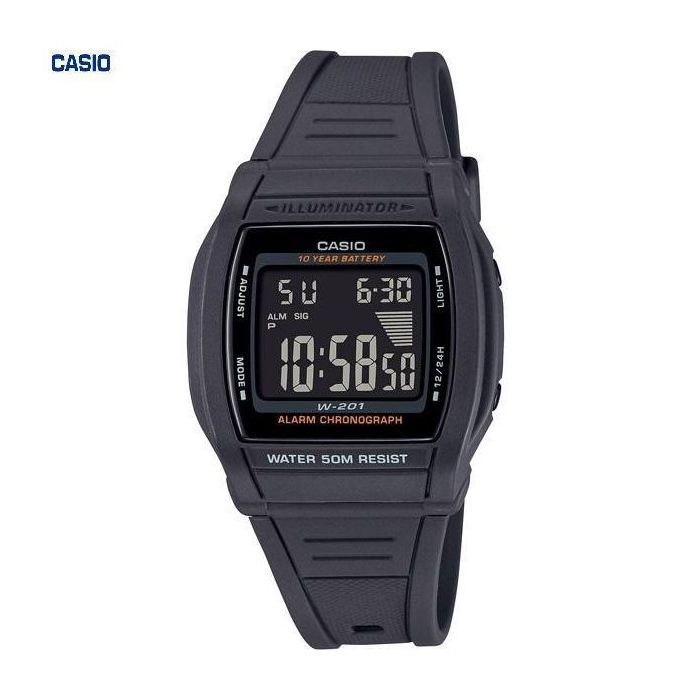 Casio Montre unisex homme femme avec bracelet en plastique, cadran électronique-w-201-1bvdf