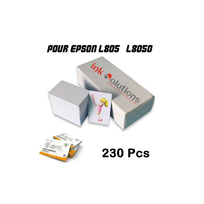 Pack 230 carte PVC vierge jet d'encre pour imprimante epson L8050 & L805