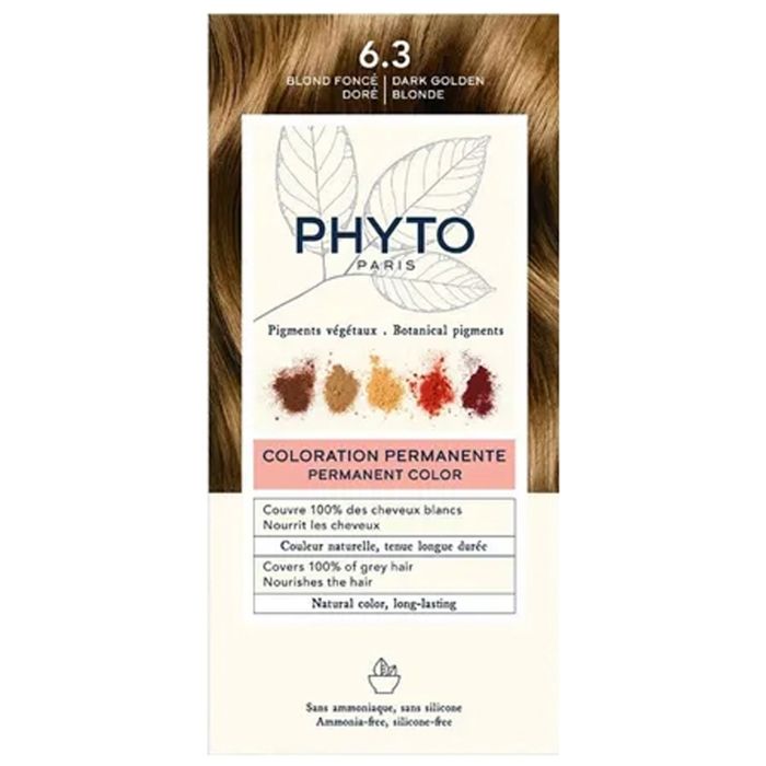 Coloration Permanente - Phyto - 6,3 Blond Foncé Doré - Sans ammoniaque - Tous types de cheveux - Crème