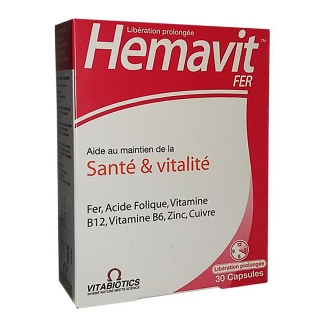Vitabiotics - Hemavit Fer Santé et Vitalité - 30 capsules