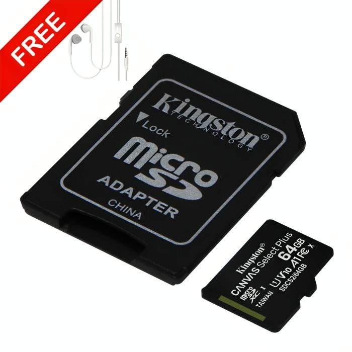 Carte Mémoire 64GB Kingston + Écouteur Gratuit