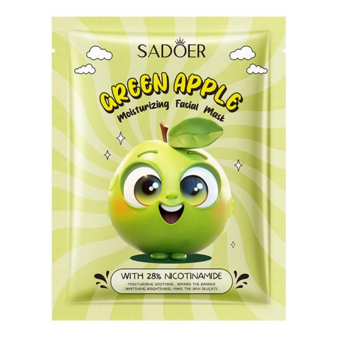 Masque Facial - SADOER - Green Apple - Acide Hyaluronique - Hydratant - 25g