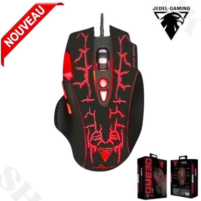 Souris gamer - Jedel - GM830 - 3200 DPI - 8 Boutons - Rétro-éclairé LED Rouge