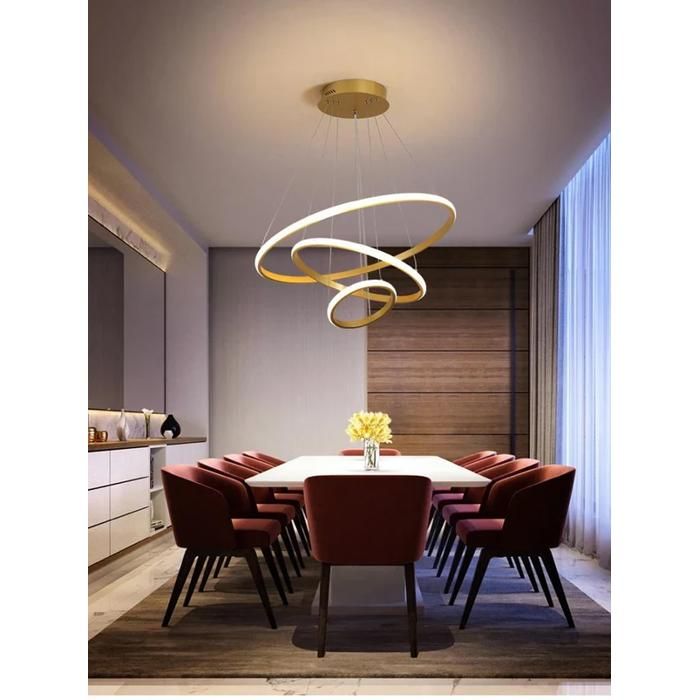 Luminaire LED Circulaire Triple Anneaux Or – Design Moderne