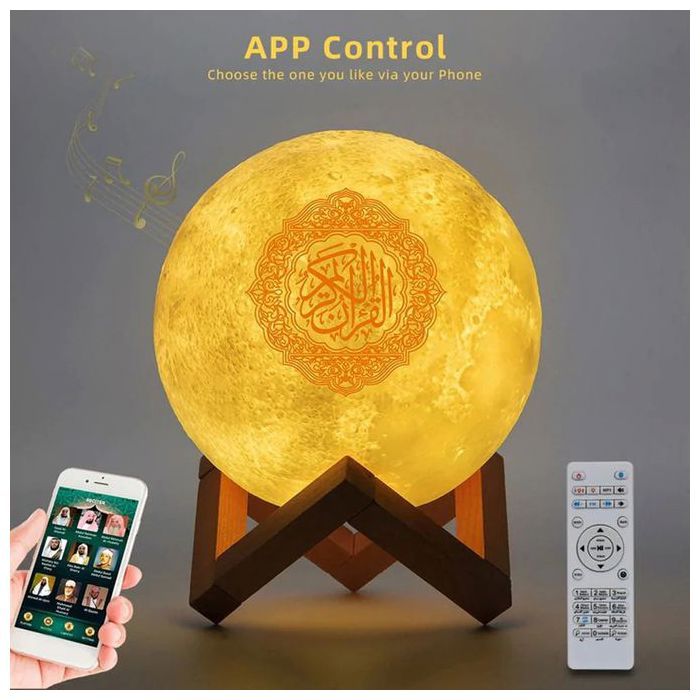 Lampe de Lune Avec Haut-Parleur Coran et Télécommande et Câble USB