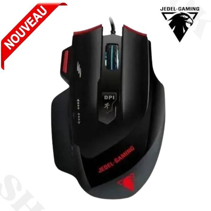 Jedel - Souris de jeu filaire rétroéclairée DPI 800-2400 USB - 7 boutons
