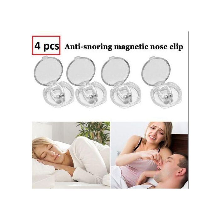 Lot de 4 Pinces Nasales Magnétiques Anti-Ronflement, Améliore la Respiration et le Sommeil