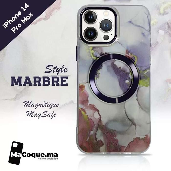 Coque iPhone 14 Pro Max Style Marbre Magnétique &amp; MagSafe