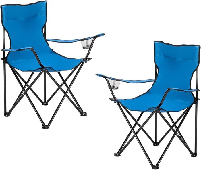 Mondeer Lot de 2 Chaise de Camping, Capacité 100 kg, Bleu