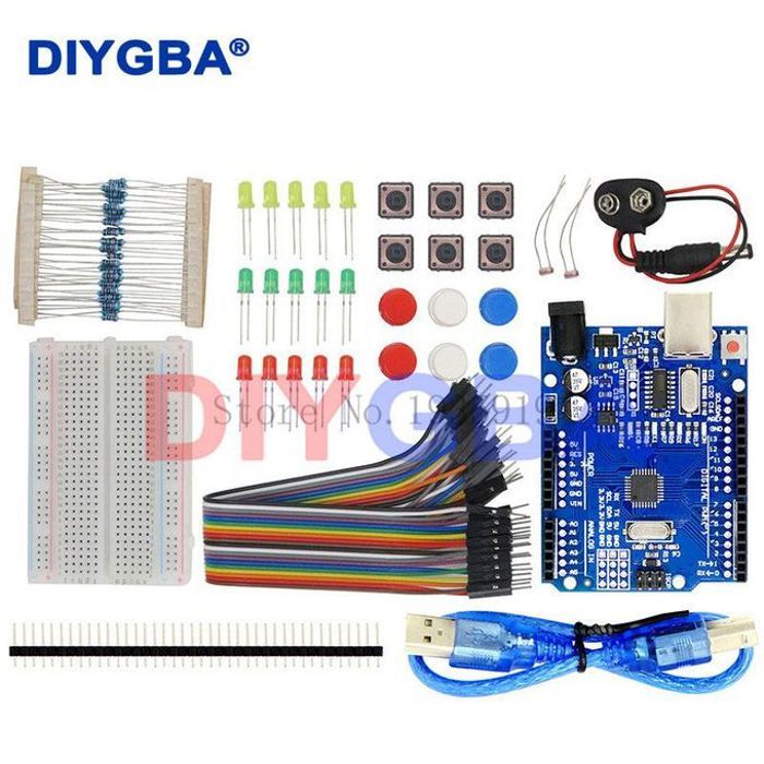 Kit de démarrage 13 en 1,Kit de démarrage,mini planche à pain,bouton de fil de raccordement LED pour arduino, compatible avec UNO R3