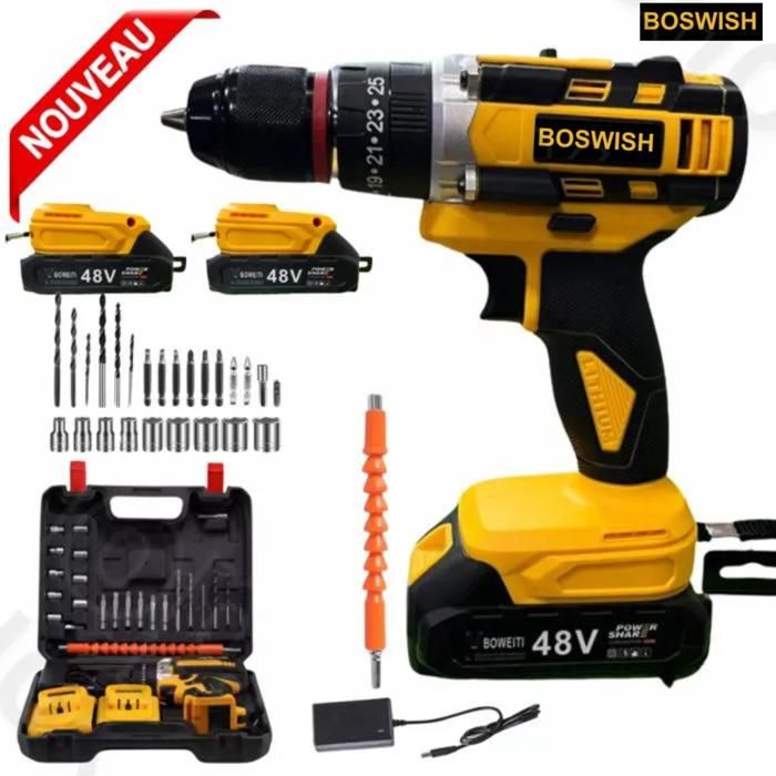 Perceuse Visseuse électrique sans fil avec 2 batterie  48V Max Lithium-Ion 5.0 mah  outil indispensable pour tous vos travaux