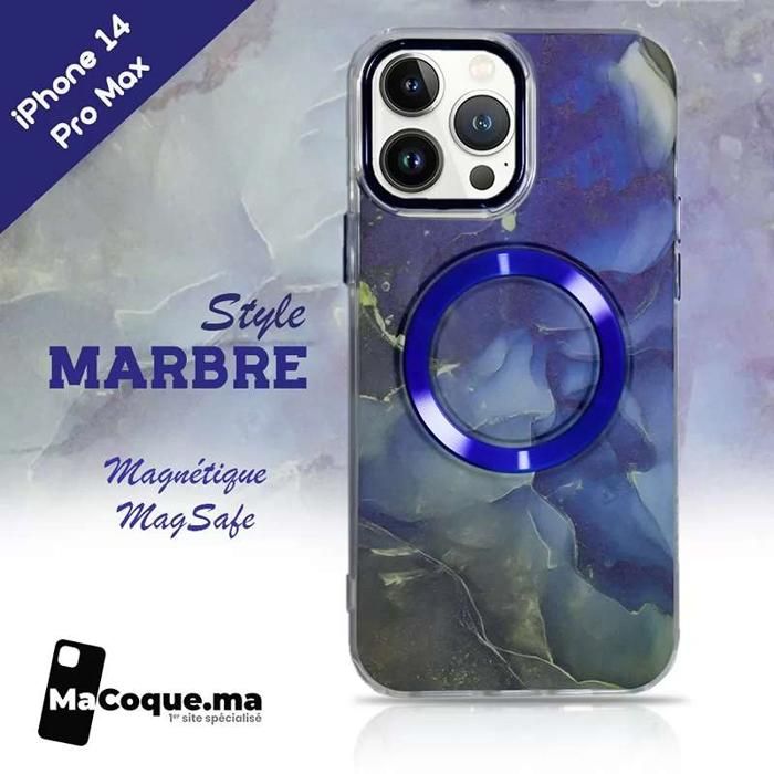 Coque iPhone 14 Pro Max Style Marbre Magnétique &amp; MagSafe