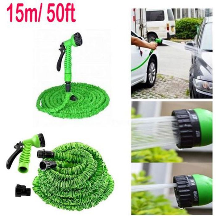 Magic Hose Tuyau Arrosage Extensible, Tuyau de lavage de voiture, installations de nettoyage et d'arrosage, 15m / 50ft