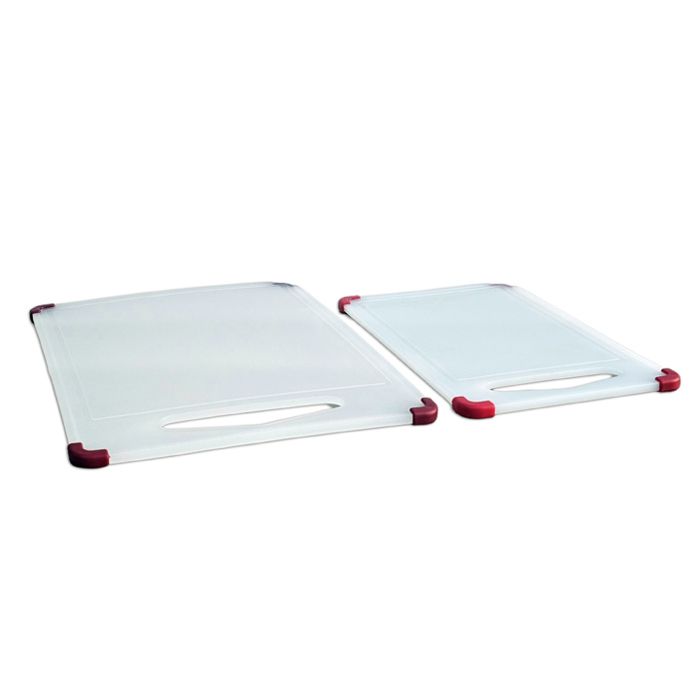 2 Planches à découper en polypropylène avec rainure 34 x 23,4 cm et 27 x 16 cm