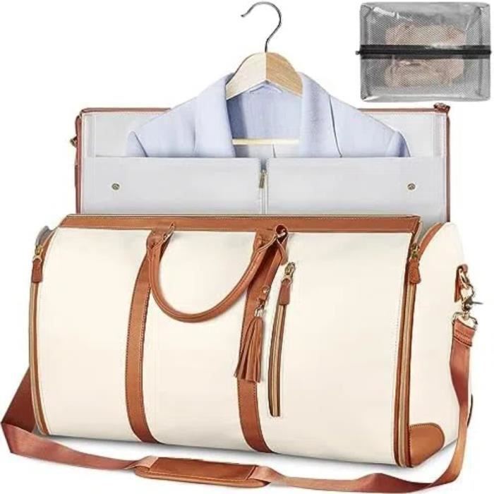 Sac à vêtements de voyage - Femme - Beige - Imperméable - Cuir PU - 52x25x31 cm